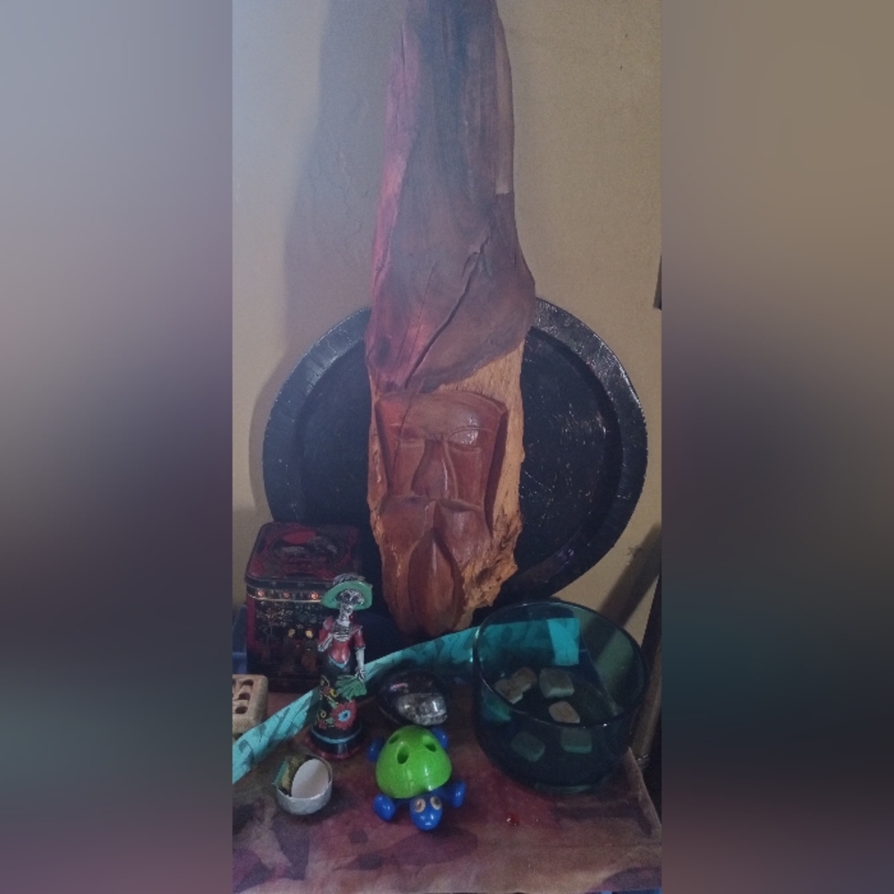Vintage wizard wood carving